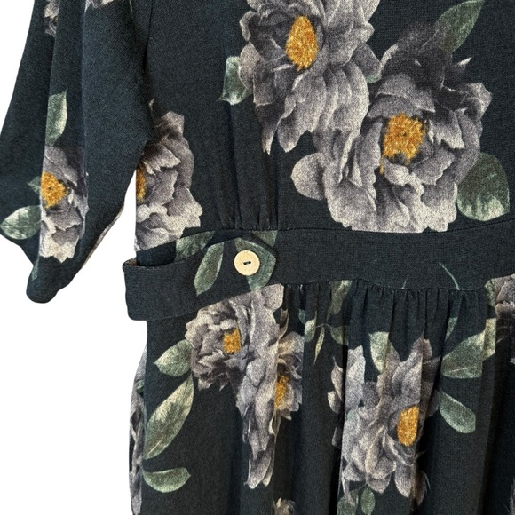 Yellow Star 4X Floral Fit & Flare Dress Cowl Neck Romantic Cottagecore Softgirl - Picture 5 of 8